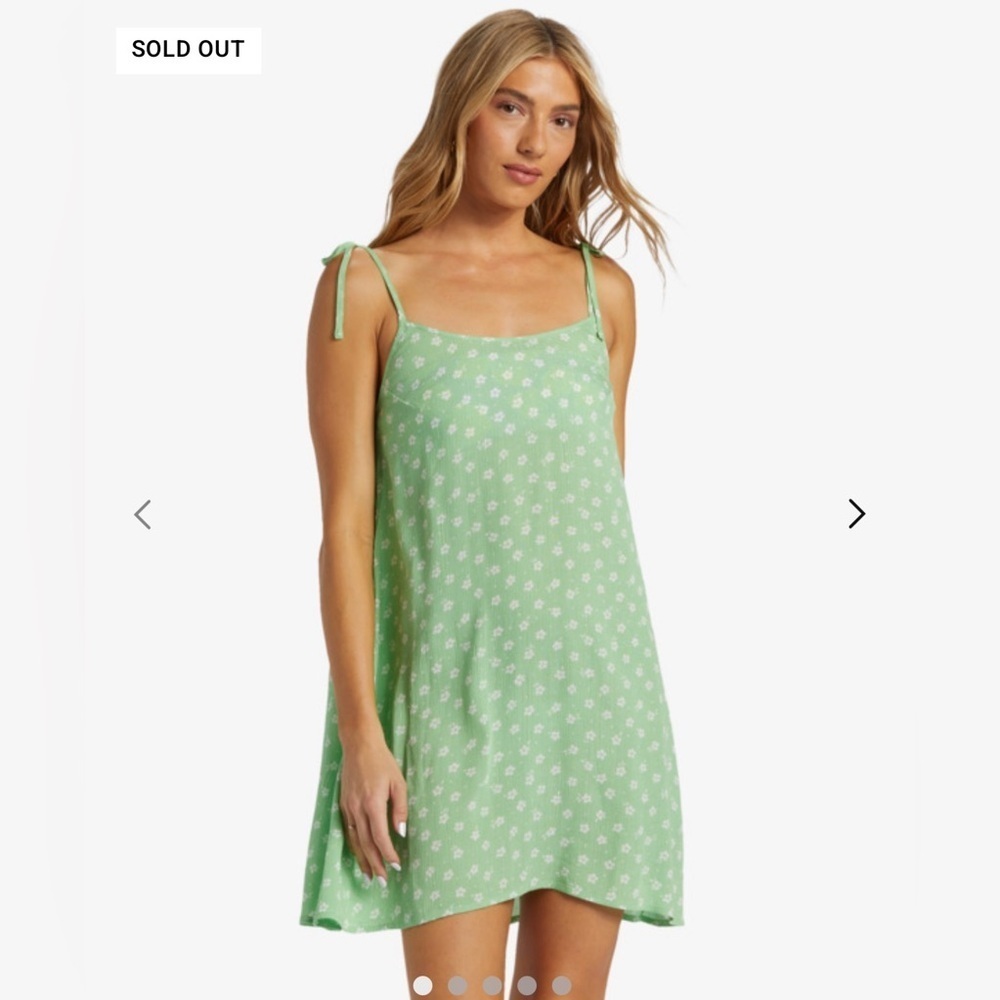 Billabong Green Floral Tie-Shoulder Mini Dress